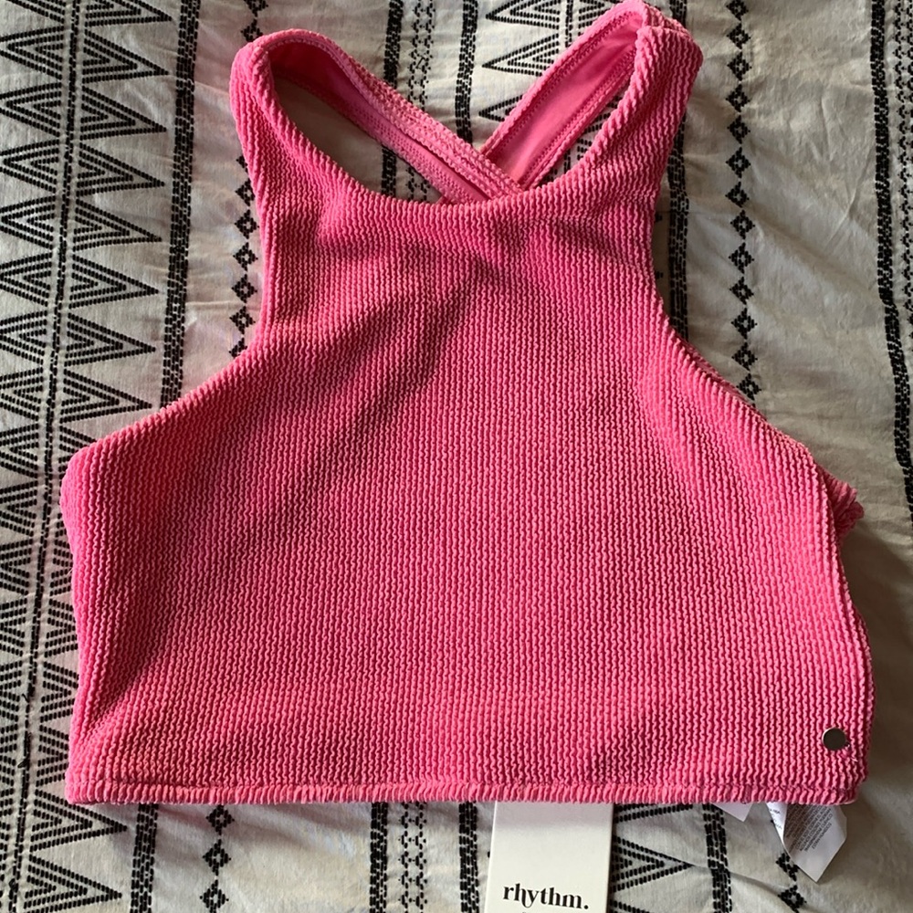 Free People Movement Rhythm Wave Break Cross Back Active Top